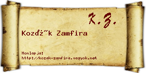 Kozák Zamfira névjegykártya